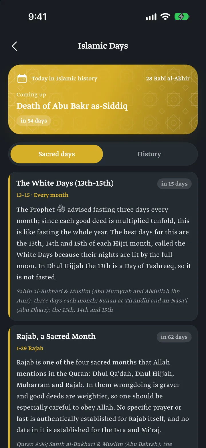 QuraniX: Islamic days