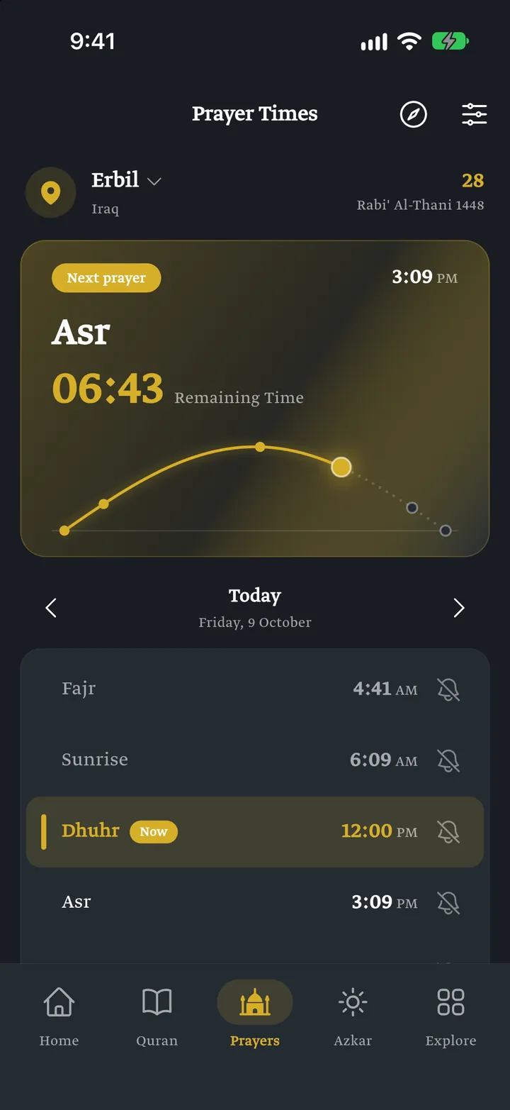QuraniX: Prayer times